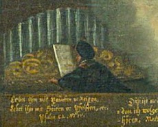 Konfessionsbild. Detail Orgelspieler