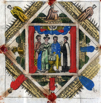 Landeskirchliches Archiv Stuttgart, Museale Sammlung, Nr. 93.352 Taufbrief von Taufpatin Christiane XX, 1836, kolorierter Kupfers