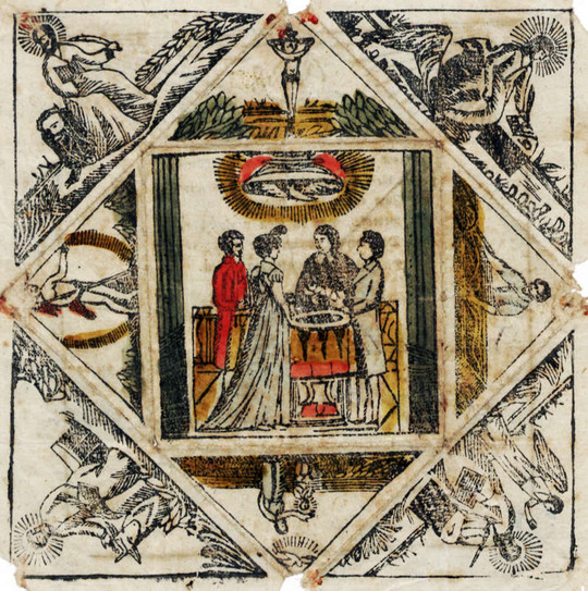 Landeskirchliches Archiv, Museale Sammlung, Nr. 92.244 Taufbrief, 1819, kolorierter Holzschnitt