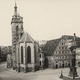 Stiftkirche Stuttgart. Außenansicht vom Schillerplatz, um 1960